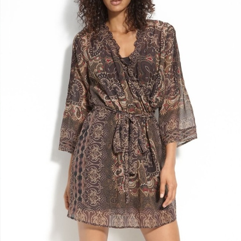 Joie Paisley Print Silk Semi Sheer Sarika Dress